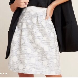 Anthropologie 4 Maeve Dotted Jacquard Black Ivory Sparkle Mini Skirt Polk A Dot